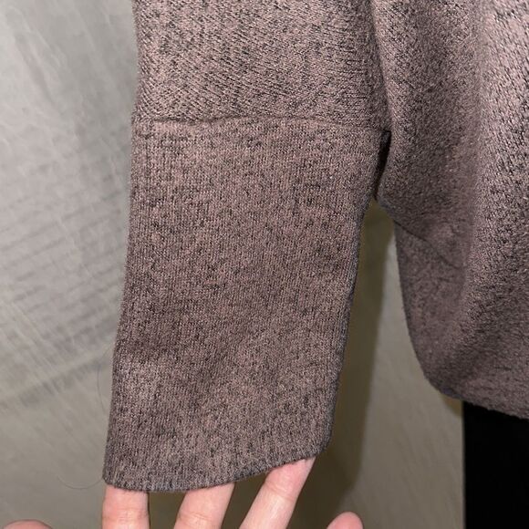 Green Envelope M Brown Heather Knit Cowl Neck Tie Waist Oversized Crop Sweater - Picture 5 of 11